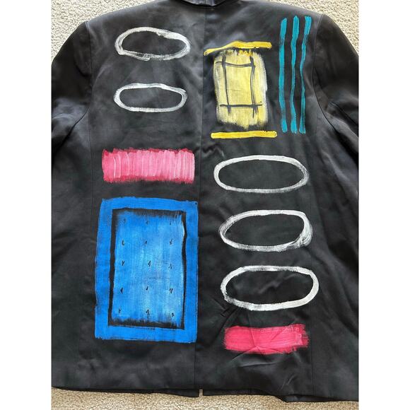 Vintage 80s 90s Jacket Required Hand Painted Blazer Women's 1X Artwear Modern - Picture 14 of 14